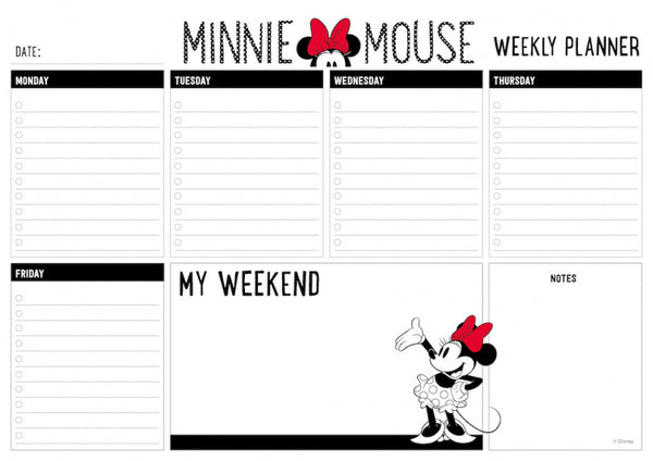 scheurkalender Minnie Mouse A4 zwart/wit 54 pagina's