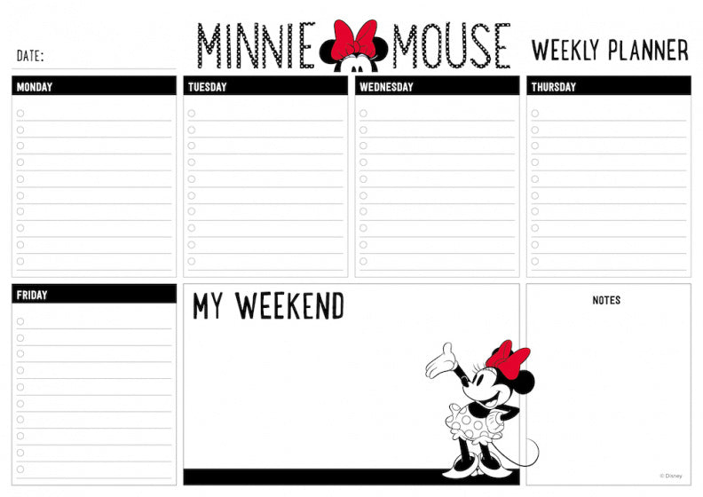 scheurkalender Minnie Mouse A4 zwart/wit 54 pagina's