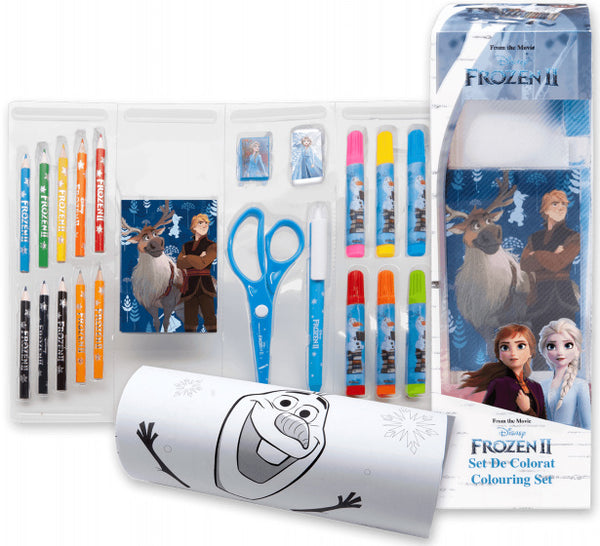 schrijfwarenset Frozen II junior blauw/wit 23-delig