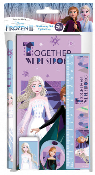 schrijfwarenset Frozen meisjes paars/blauw 5-delig