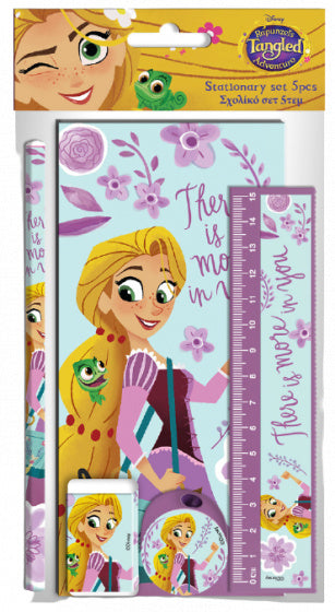 schrijfset Rapunzel meisjes paars/blauw 5-delig