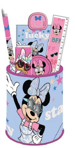 stationaryset Minnie Mouse junior blauw/roze 6-delig