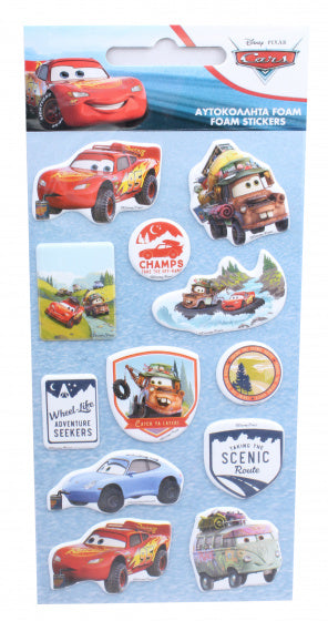 stickervel Cars jongens 21 x 10 cm foam blauw/rood