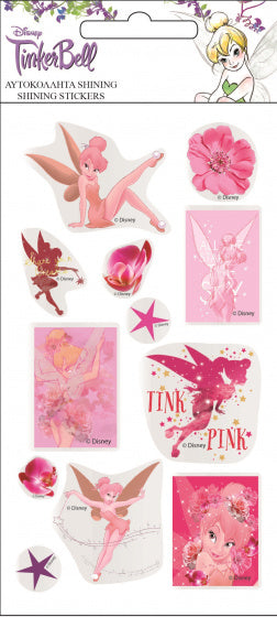 stickers Tinkerbell glanzend meisjes vinyl roze 12 stuks