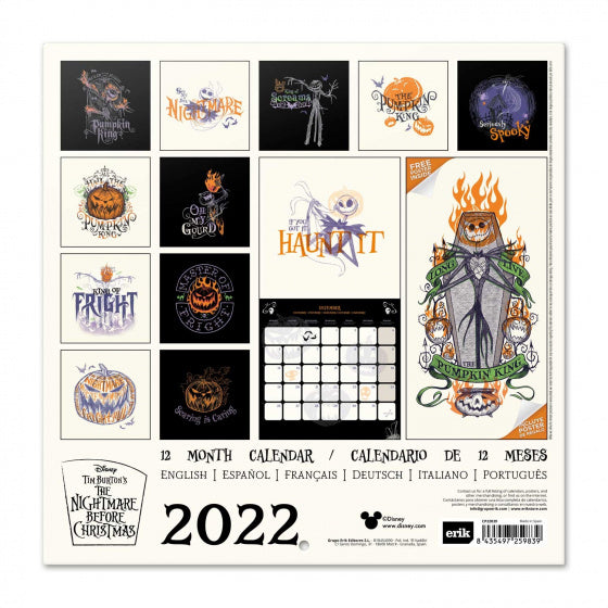 wandkalender 2022 Nightmare Before Christmas 30 cm wit