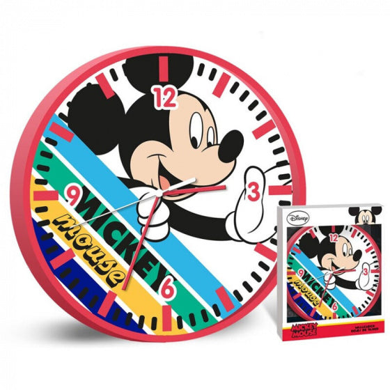 wandklok Mickey junior 25 cm rood