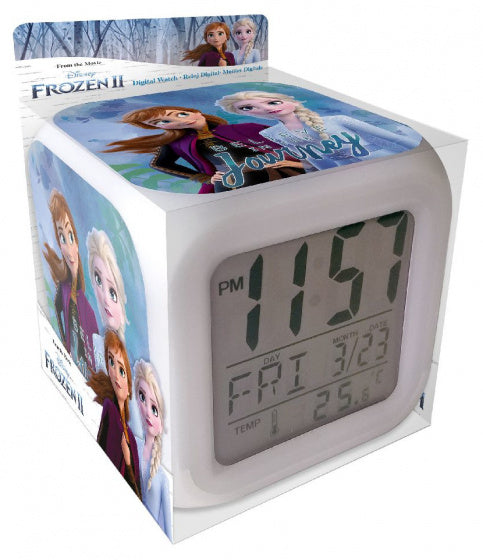 wekker Frozen digitaal led junior 8 x 8 cm wit/blauw