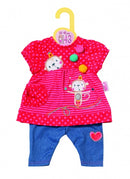 kledingset 43 cm rood/blauw