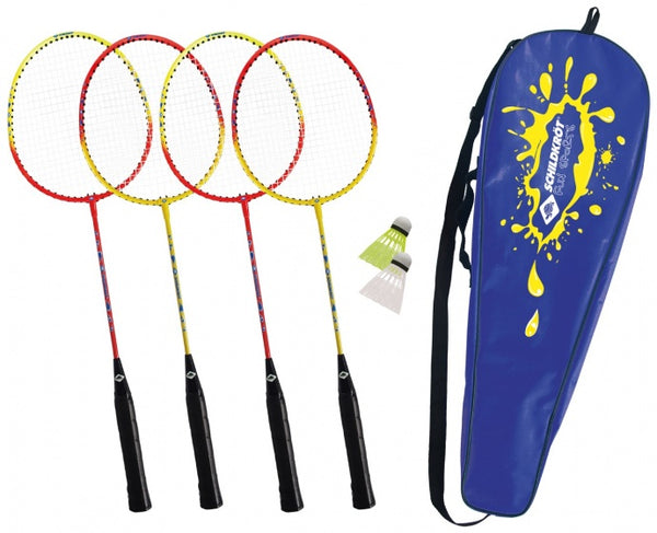 badmintonset 6-delig rood/geel