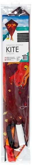 Diamantvlieger Draak 50 x 70 cm rood/zwart