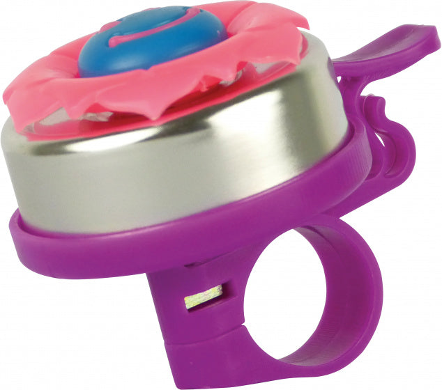 fietsbel Bloem meisjes ca. 50 mm staal zilver/paars