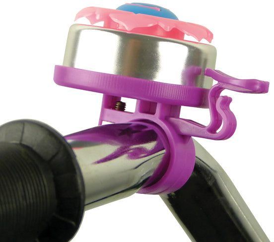 fietsbel Bloem meisjes ca. 50 mm staal zilver/paars