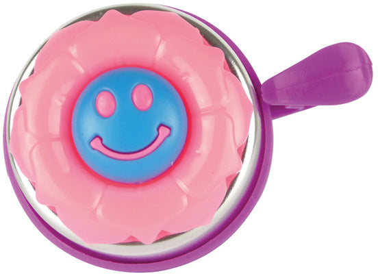 fietsbel Bloem meisjes ca. 50 mm staal zilver/paars