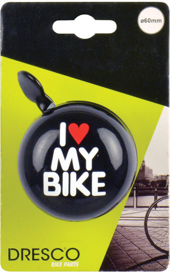 fietsbel dingdong I love My Bike 60 mm staal zwart