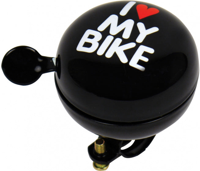 fietsbel dingdong I love My Bike 60 mm staal zwart