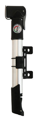 handpomp met Manometer 27,5 cm aluminium grijs/zwart