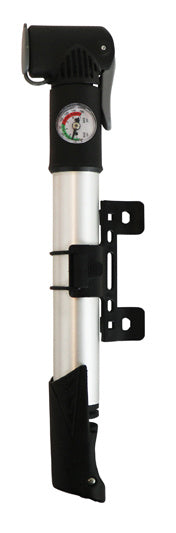 handpomp met Manometer 27,5 cm aluminium grijs/zwart