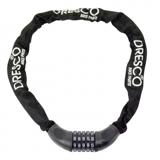 kettingcijferslot 6 mm staal/polyester 90 cm zwart