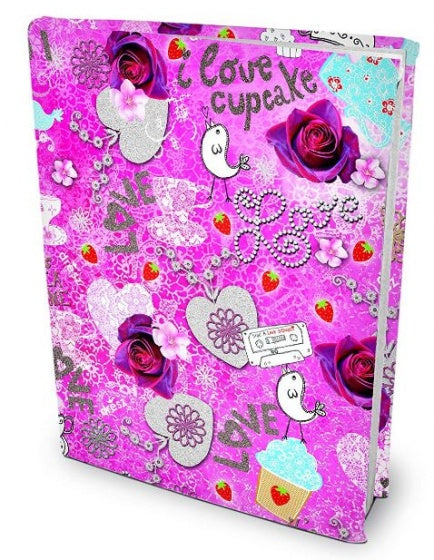 rekbare boekenkaft Romantic A4 textiel/elastaan roze