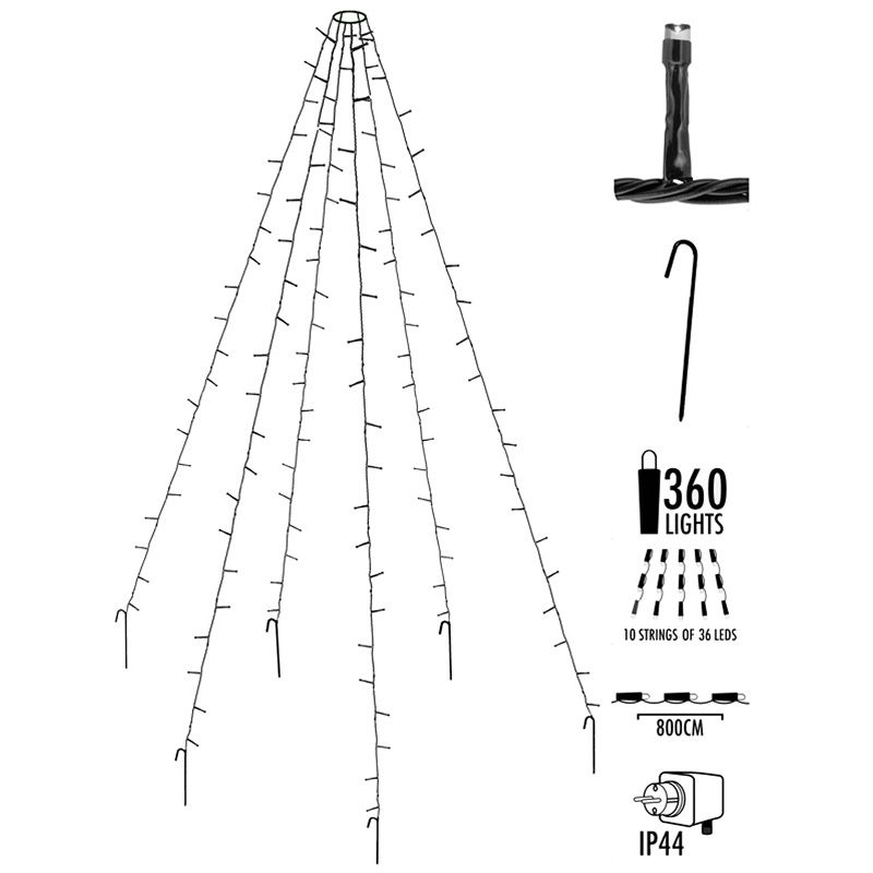 Vlaggenmast verlichting 360 LED's - 800cm