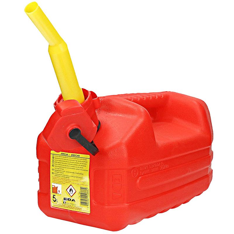 Benzine jerrycan met tuit, 5 liter