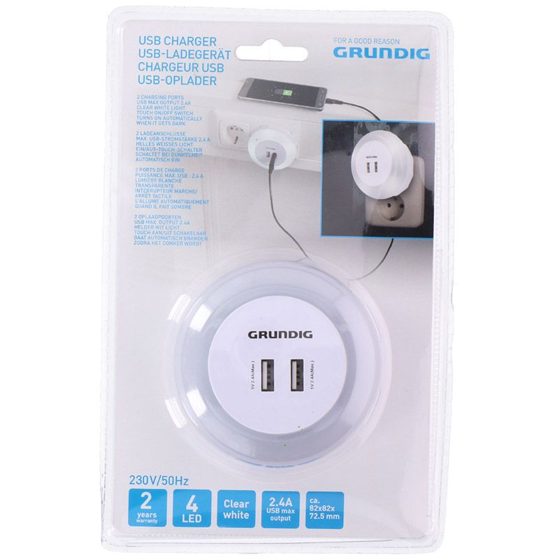 Grundig Nachtlamp met 2 USB-laders