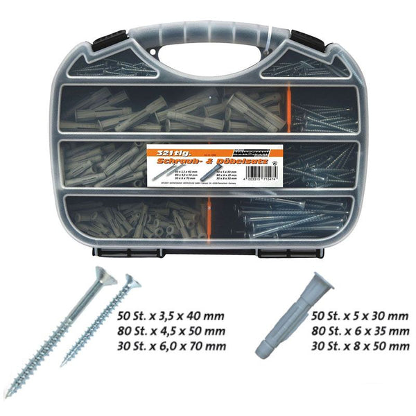 Brüder Mannesmann Schroeven- en pluggenset in koffer (321 delig)