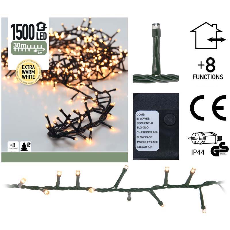 Snakelight 1500 LED - 30 meter - 8 Lichtfuncties - extra warm wit