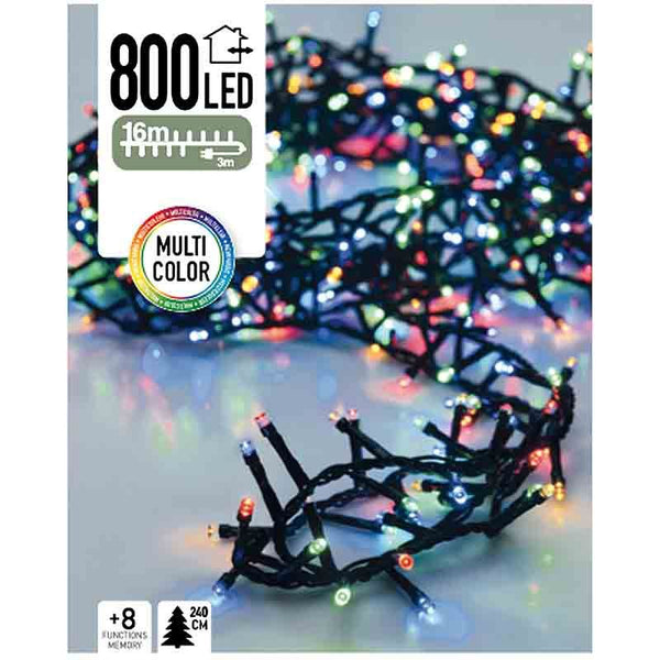 Micro Cluster 800 LED's - 16 meter - multicolor - 8 functies + geheugen