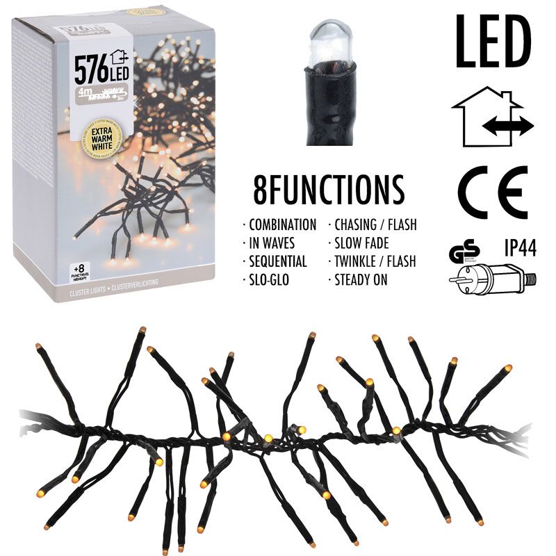 Clusterverlichting LED 576 lamps warm wit binnen/buiten