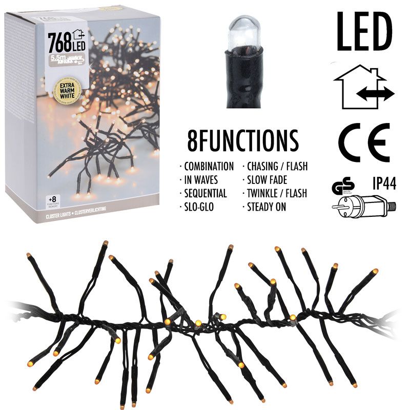 Clusterverlichting LED 768 lamps warm wit binnen/buiten