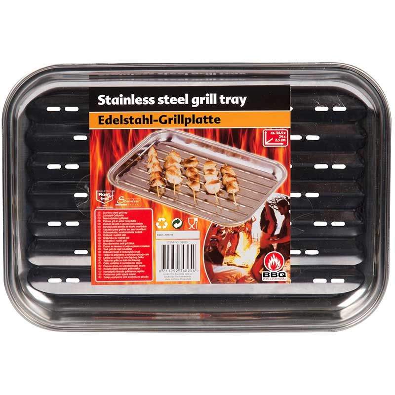BBQ Collection Grillplaat 34.5x24x2.5 cm RVS