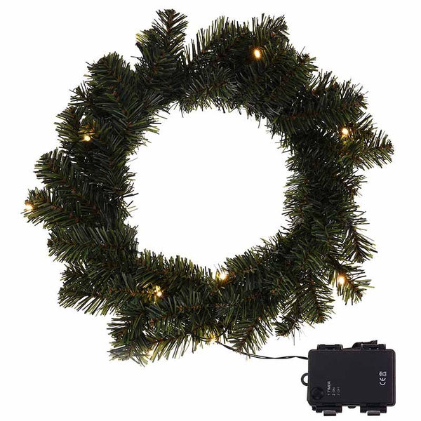 Kerstkrans 35cm - met verlichting en timer