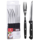 BBQ Steakmessen en Vorken 8 Stuks RVS/Zwart