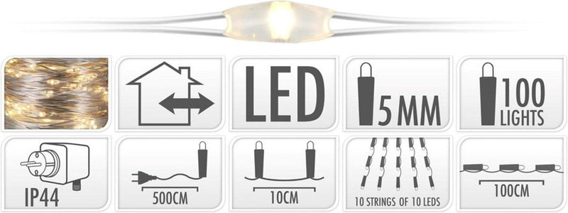 LED draadverlichting - 100 LED - warm wit