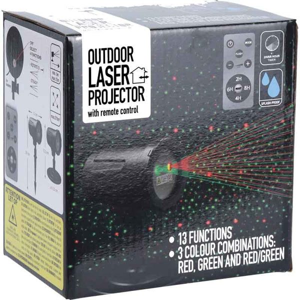 S.I.A. Kerst Laser Projector Rood/Groen op Grondpin + Timer + Afstandsbediening IP44