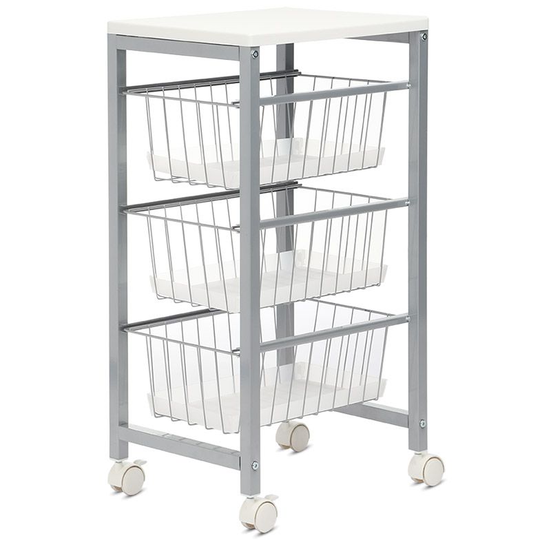 Duett Keukentrolley op Wieltjes - 3 Lades - Wit