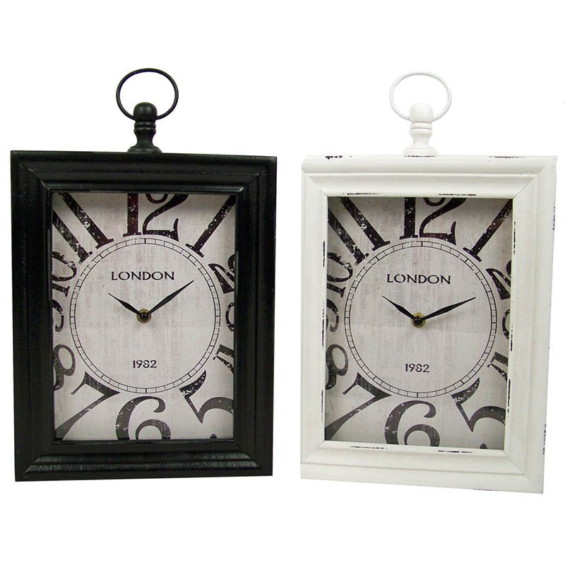Home & Styling Wand / tafelklok "London" 30x24x6 (zwart)