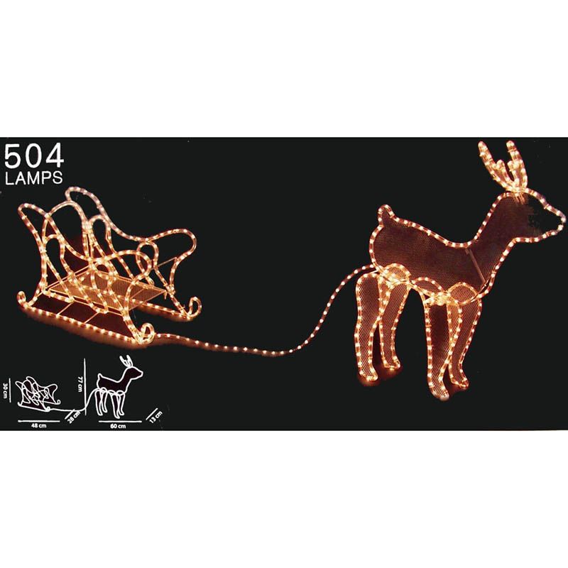 3D Rendier slee - 504 lampjes