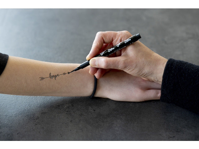 tattoostiften Brush en Kalligrafie zwart 4 stuks