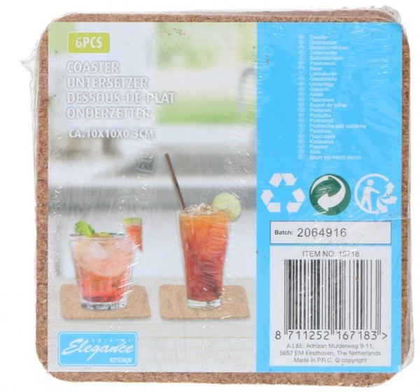 onderzetter vierkant 10 cm 6 stuks