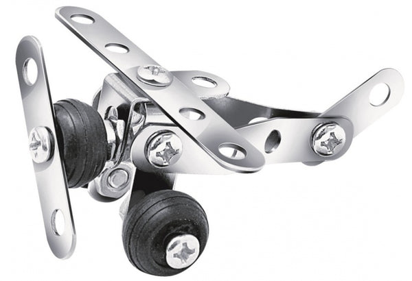 bouwpakket Metal Bricks vliegtuig staal chroom 42-delig