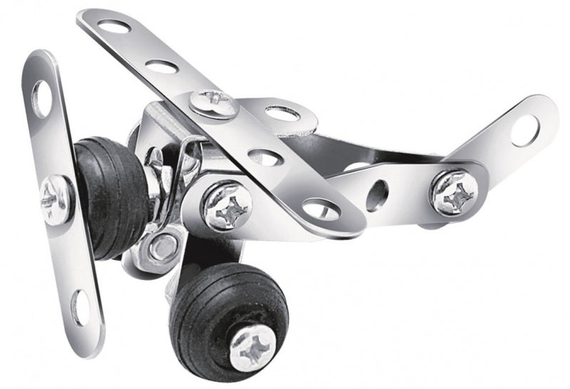 bouwpakket Metal Bricks vliegtuig staal chroom 42-delig