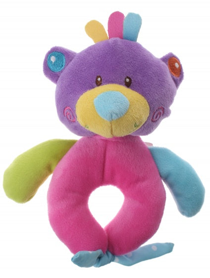 pluche rammelaar beer paars/roze 16 cm