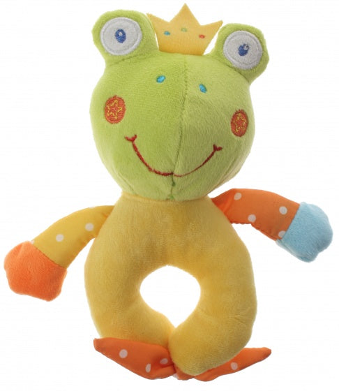 pluche rammelaar kikker groen/geel 16 cm