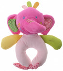 pluche rammelaar olifant paars/roze 16 cm