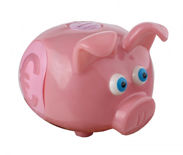 spaarvarken met licht en geluid 21 cm roze