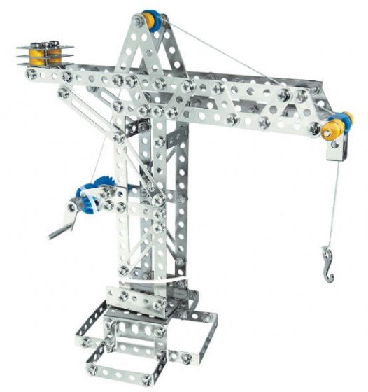 bouwdoos bouwkraan/windmolen staal zilver 270-delig