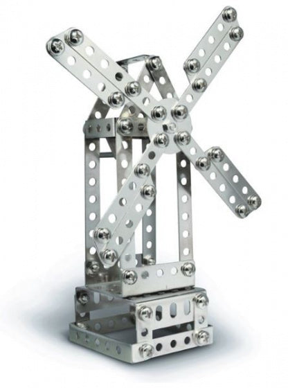 bouwdoos bouwkraan/windmolen staal zilver 270-delig