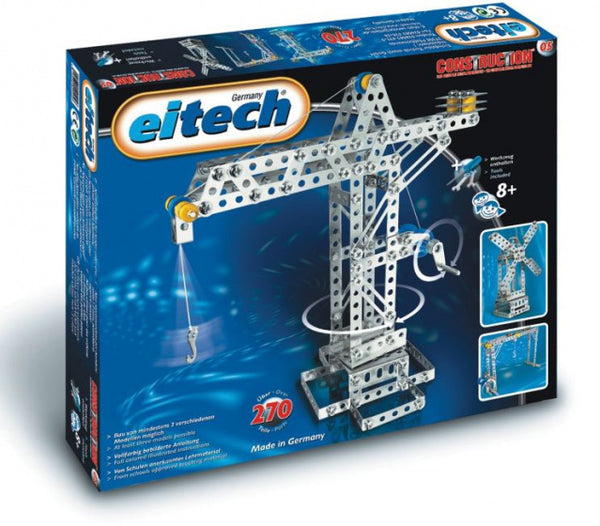 bouwdoos bouwkraan/windmolen staal zilver 270-delig